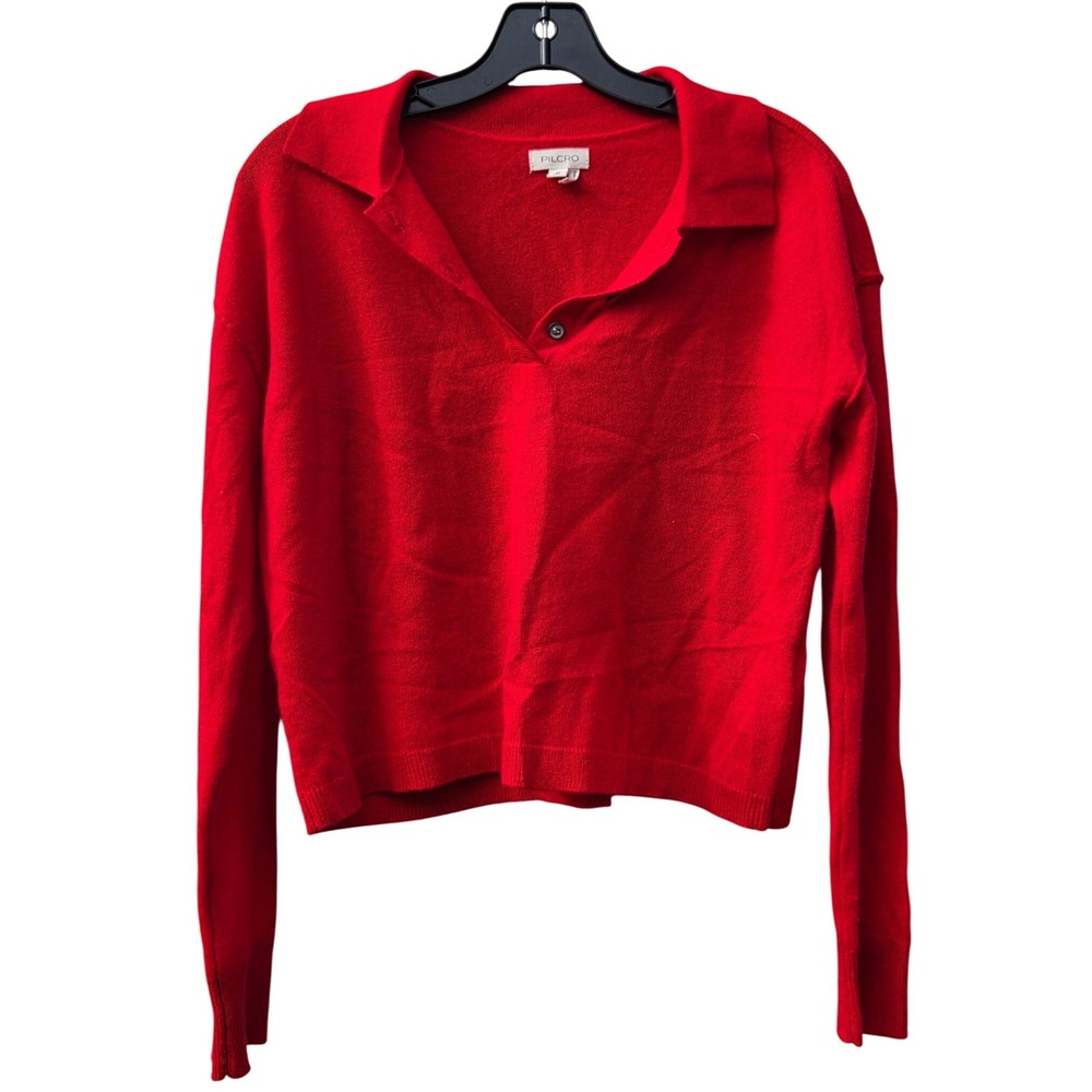 Pilcro Cashmere Collection Red Polo Sweater Collared Preppy Soft Luxe Norm XS